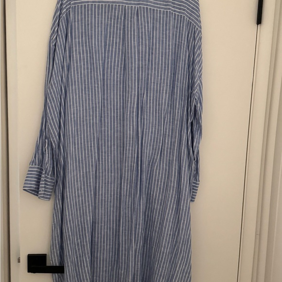 Zara Blue Striped Casual Button Down Dress - Picture 4 of 4